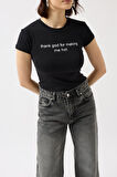 leyla sanat sanata yeni bir bakış açısı Baskılı Likralı Crop T-Shirt