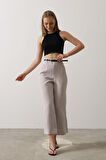 leyla sanat sanata yeni bir bakış açısı Kemer Pens Detaylı Pantolon - Gri