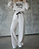 leyla sanat sanata yeni bir bakış açısı Kadın Uzun Kollu Nope Baskılı Beli Ribanalı Ikili Takım