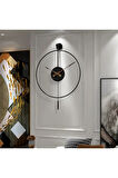 Siyah Timelles Tiktok - Büyük Boy (50X75CM), Modern Sarkaçlı Metal Duvar Saati
