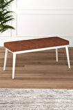 Tinaa Jery Kumaş Modern Beyaz Ahşap Ayak Bench Oturak 90x40, Ayakkabılık Bank, Yatak Ucu Puf