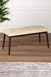 Tinaa Jery Kumaş Modern Ceviz Ahşap Ayak Bench Oturak 90x40, Ayakkabılık Bank, Yatak Ucu Puf