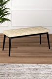 Tinaa Jery Kumaş Modern Siyah Ahşap Ayak Bench Oturak 90x40, Ayakkabılık Bank, Yatak Ucu Puf