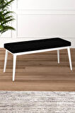Tinaa Jery Kumaş Modern Beyaz Metal Ayak Bench Oturak 90x40, Ayakkabılık Bank, Yatak Ucu Puf