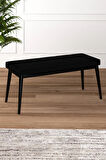 Tinaa Jery Kumaş Modern Siyah Metal Ayak Bench Oturak 90x40, Ayakkabılık Bank, Yatak Ucu Puf