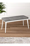 Tina Baby Face Modern Beyaz Ahşap Ayak Bench Oturak 90x40, Ayakkabılık Bank, Yatak Ucu Puf