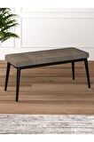 Tina Baby Face Modern Siyah Metal Ayak Bench Oturak 90x40, Ayakkabılık Bank, Yatak Ucu Puf