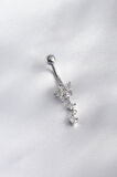 316L Cerrahi Çelik Çiçek Model Zirkon Taşlı Sallantı Model Kadın Göbek Piercing - TJ-PR1215