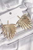 Pirinç Gold Renk Yaprak Model Kadın Küpe - TJ-BKP10234