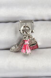316L Çelik Gümüş Renk Pembe Elbise Kombini Model Nomination Charm - TJ-BC1502