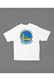 Gollden Statte Warriorrs Logo Baskılı Unisex Oversize Basketbol Takım Tişört