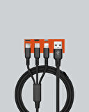 3’ü 1 Arada Hızlı Şarj Kablosu – iOS Android Type-C Uyumlu