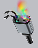 Araç Şarj Cihazı 4 Portlu 66W Hızlı Şarjlı LED Işıklı ve 180° Dönebilir