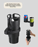 Çiftli Araba Bardak Tutucu Karbon Fiber Görünümlü 360° Ayarlı