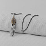 Tüy Motifli 925 Ayar Erkek Gümüş Kolye 