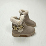 KIZ ÇOCUK TOKALI KAYMAZ TABAN TÜYLÜ BEJ BOT 