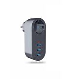 Winnboss Tekli Akım Korumalı 3 Adet USB Girişli Priz 3400