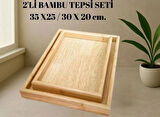 2'li Lüx Bambu Ahşap Tepsi Seti (25 x 35) & (20 x 30)