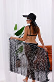 İç Gösterir Transparan Pareo - Bandana Çiçeği Model 150x95 Cm