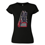 Rocker Dog Siyah Bayan Tshirt