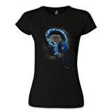 Headphone Siyah Bayan Tshirt
