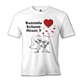 Benimle Evlenir misin? Beyaz Erkek Tshirt