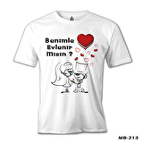 Benimle Evlenir misin? Beyaz Erkek Tshirt