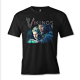Vikings - Ragnar & Lagertha Siyah Erkek Tshirt