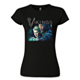 Vikings - Ragnar & Lagertha Siyah Bayan Tshirt
