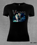 Vikings - Ragnar & Lagertha Siyah Bayan Tshirt