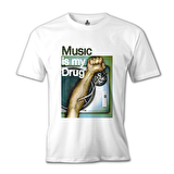 Music is my Drug Beyaz Erkek Tshirt