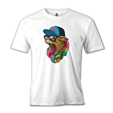 Cat Headphone Müzik Beyaz Erkek Tshirt