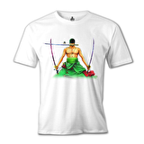 One Piece - Roronoa Zoro Kılıç Beyaz Erkek Tshirt