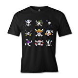 One Piece - Character Flags Siyah Erkek Tshirt