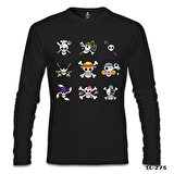 One Piece - Character Flags Siyah Erkek Sweatshirt