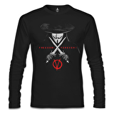 V for Vendetta - Freedom Siyah Erkek Sweatshirt