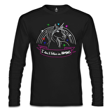 Unicorn - I Don't Believe in Humans Siyah Erkek Sweatshirt