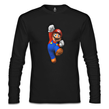 Mario & Luigi - Mario Siyah Erkek Sweatshirt