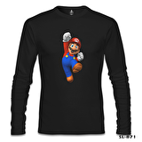 Mario & Luigi - Mario Siyah Erkek Sweatshirt