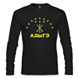Adige Bayrağı- Kafkasya Çerkes Siyah Erkek Sweatshirt