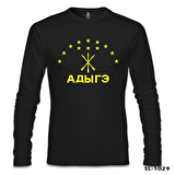 Adige Bayrağı- Kafkasya Çerkes Siyah Erkek Sweatshirt