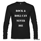 Rock & Roll Never Die Siyah Erkek Sweatshirt