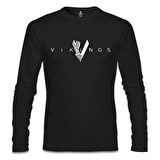 Vikings - Logo Siyah Erkek Sweatshirt