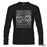 Keep Calm and Love Football Siyah Erkek Sweatshirt