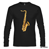 Saksafon Siyah Erkek Sweatshirt