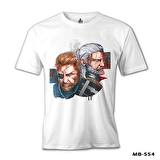 The Witcher - Geralt vs Solid Snake Beyaz Erkek Tshirt