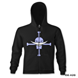 One Piece - Roger Siyah Erkek Kapşonlu