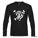 One Piece - Luffy Straw Hat 4 Siyah Erkek Sweatshirt