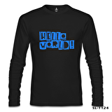 Yazı - Hello World Siyah Erkek Sweatshirt