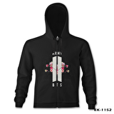 BTS - Logo Hit Siyah Erkek Kapşonlu